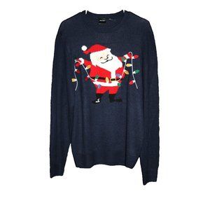 Jake Austin Women's Christmas Sweater Santa Size Medium M Navy Blue NWOT